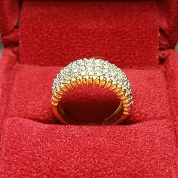 (SOLD) 14K Two-tone Diamond Paved Ring, Size 4.75 - Picture 4 of 9